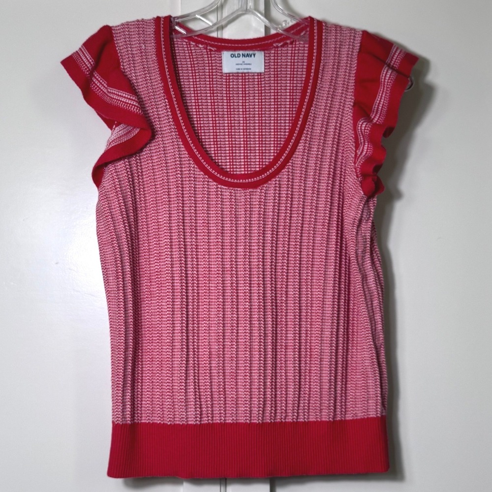 Old Navy Womens Live Coral Flutter Sleeve Knit Scoop Neck Top Medium 664076-01